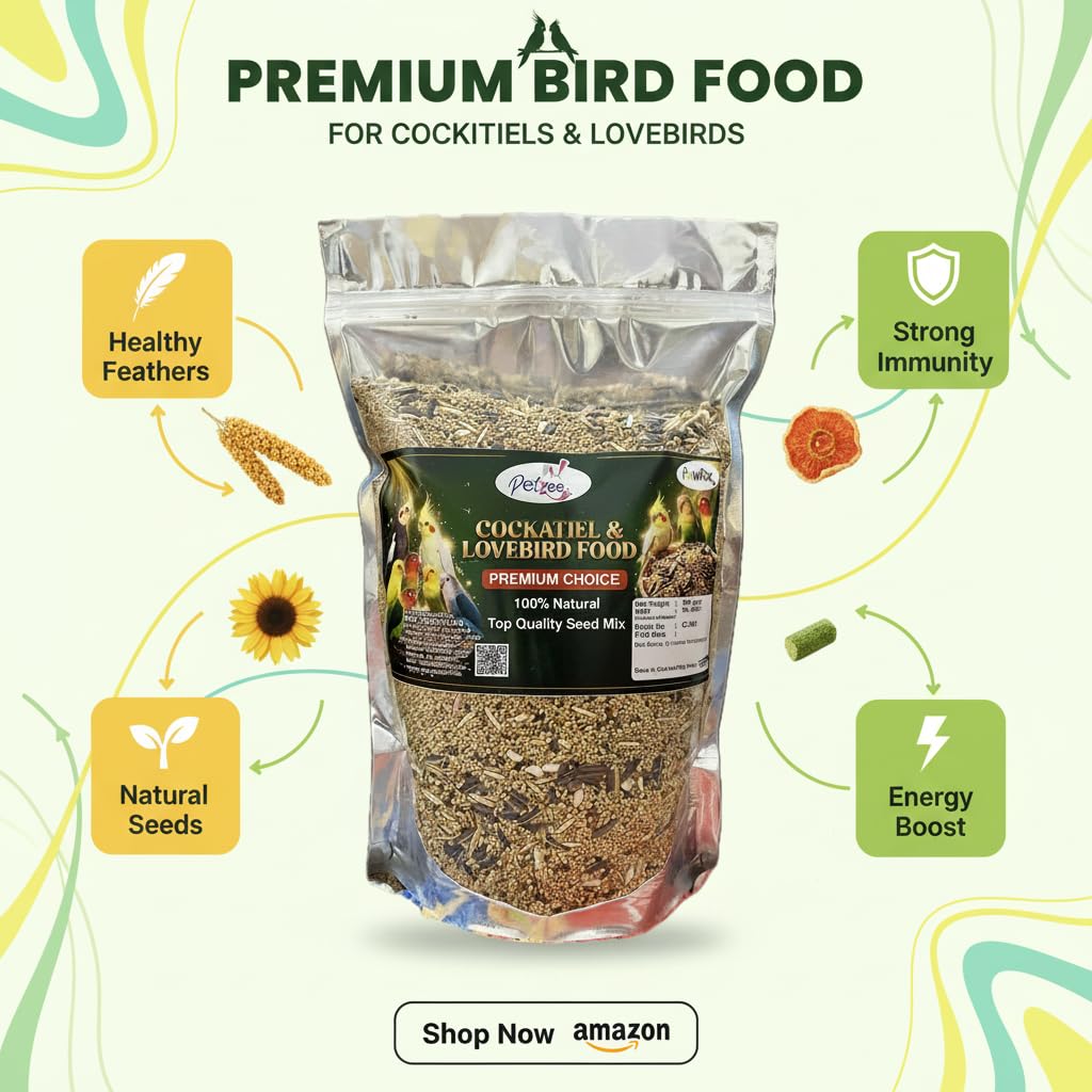 Mix Seed Bird Food for Cockatiel & Lovebirds (950gm) Bird Food for All Life Stages | Natural & Healthy, Balanced Nutrition Seeds