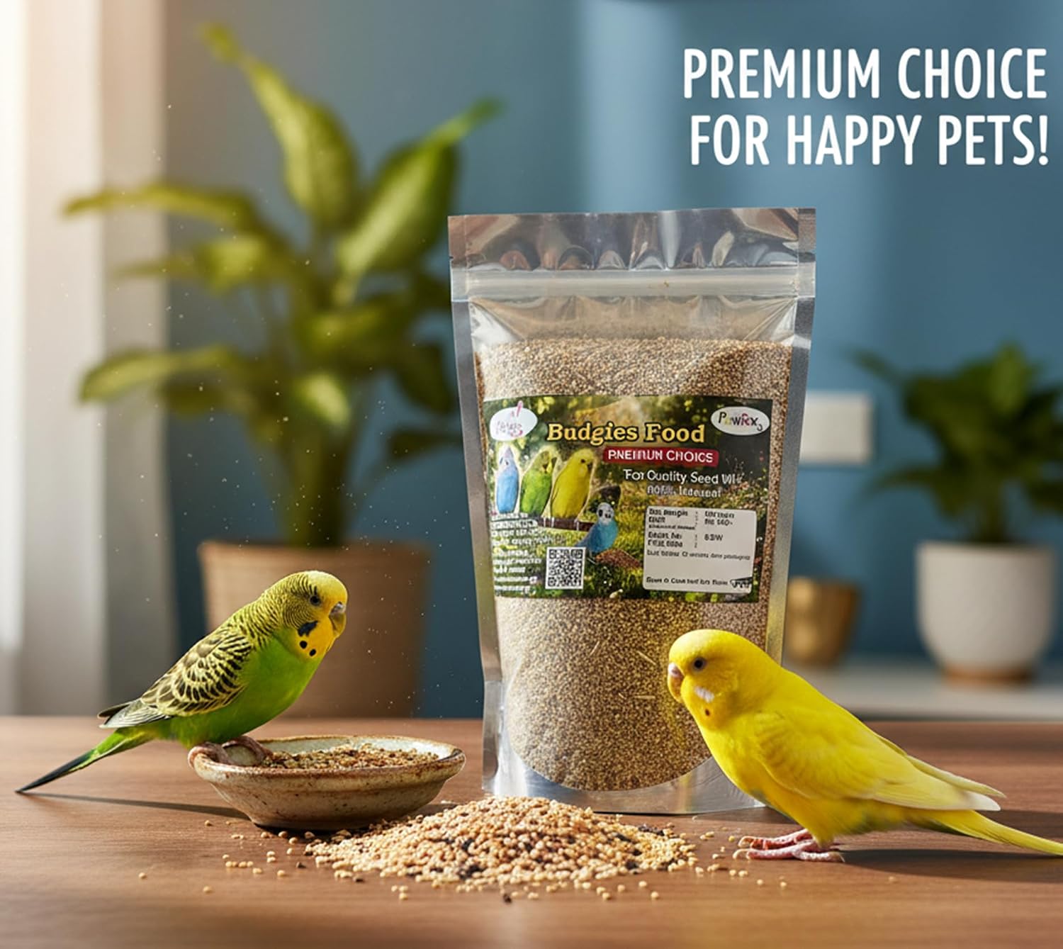 Bird Food for Budgies Mix Seeds, (950gms) for All Life Stages, High-Fiber Balanced Nutritious Daily Diet for All Bird Types