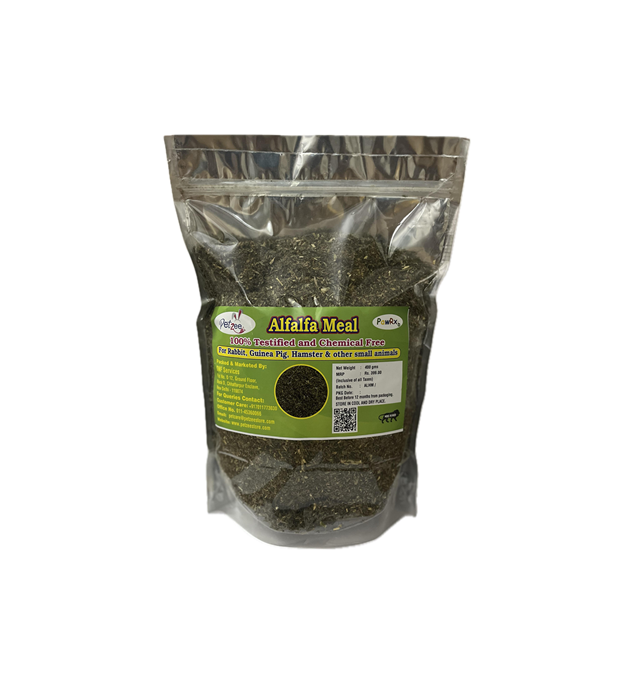 Petzee Alfalfa MEAL, Food for Rabbits, Guinea Pig, Hamsters and Other Small Animals (400 gms)