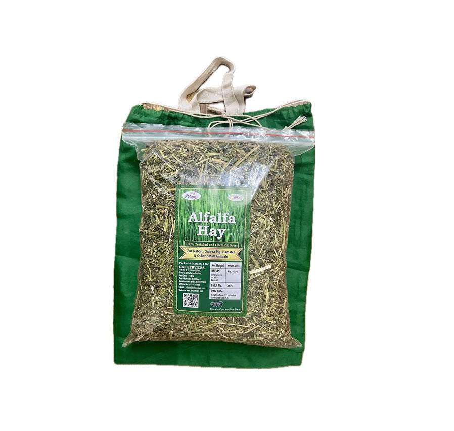 Alfalfa Hay, Food for Rabbits, Guinea Pig, Hamsters and Other Small Animals (1 kg)
