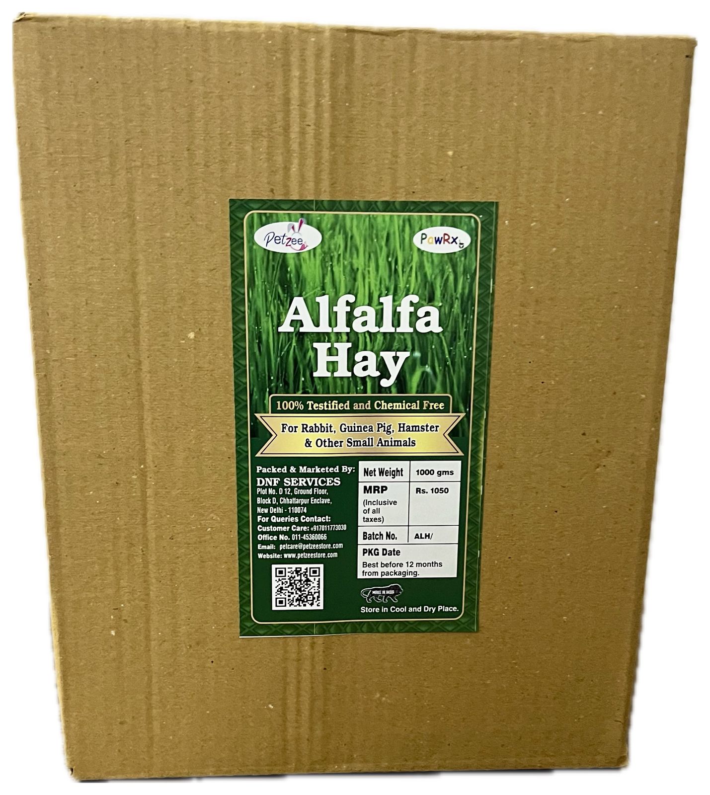 Alfalfa Hay, Food for Rabbits, Guinea Pig, Hamsters and Other Small Animals (1 kg)