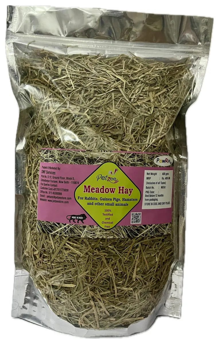 PETZEE Meadow Hay Food for Rabbits, Guinea Pig, Hamsters and Other Small Animals (400 GMS)