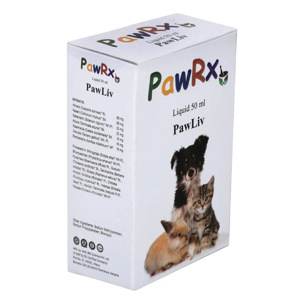PawRx Pawliv Ayurvedic Liver Tonic for Dogs, Rabbit, Cats and All Animal | Builds Appetite & Liver Function, Improve Food Intake and Growth (50Ml)