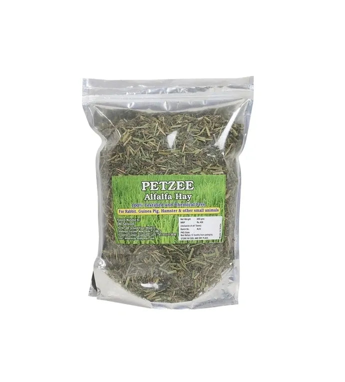 Petzee Alfalfa Hay, Food for Rabbits, Guinea Pig, Hamsters and Other Small Animals (400 GMS)